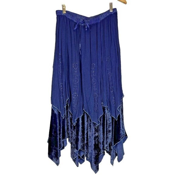 Tiered Layered Whimseygoth Skirt Velvet and Gauze Handkerchief Hem Fairy Grunge - Picture 1 of 9